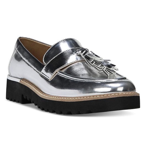 franco sarto metallic loafers